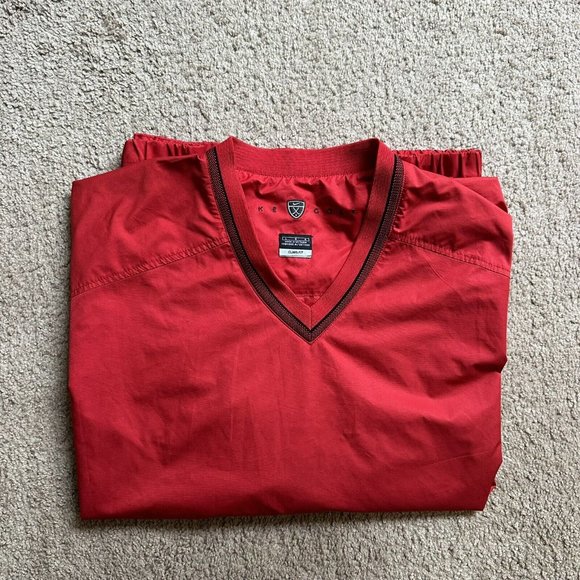 Nike Golf Windbreaker Men's Large Pullover V Neck Clima Fit Red Zip Pockets - Picture 12 of 12